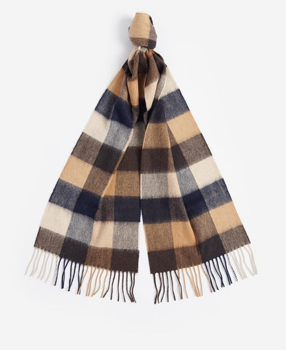 Barbour Large Tattersall Scarf in Tan - flat