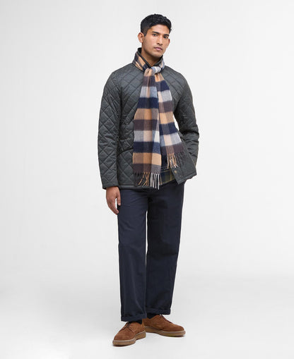 Barbour Large Tattersall Scarf in Tan - detail