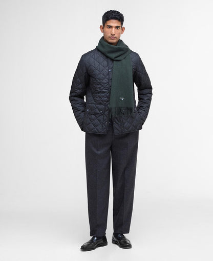 Barbour Plain Lambswool Scarf in Forest - front