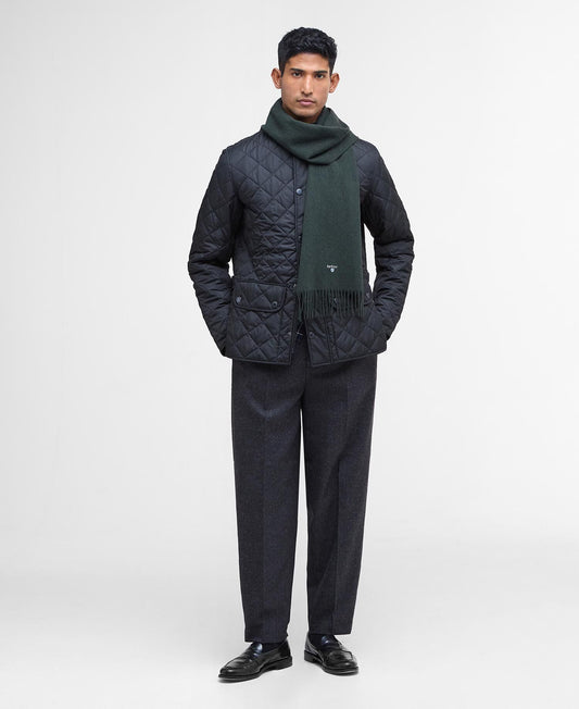 Barbour Plain Lambswool Scarf in Forest - front
