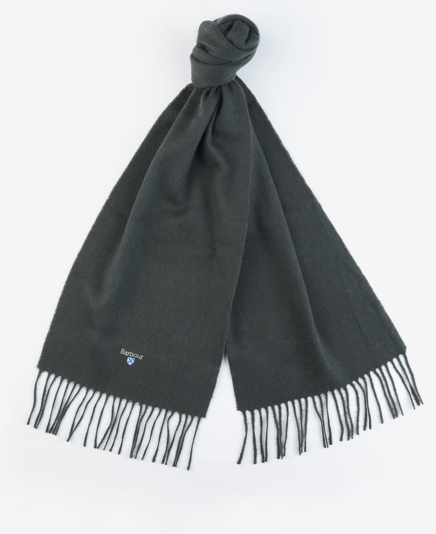 Barbour Plain Lambswool Scarf in Forest - flat