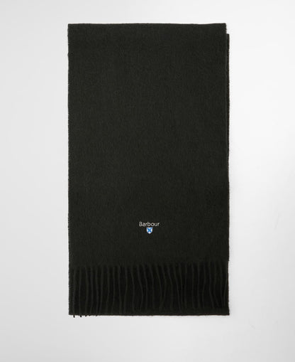 Barbour Plain Lambswool Scarf in Forest - styled