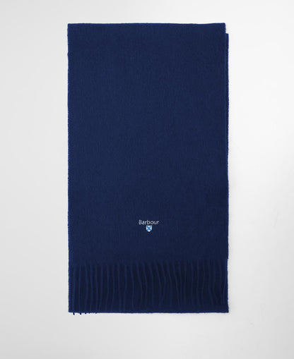 Barbour Plain Lambswool Scarf in Navy - styled