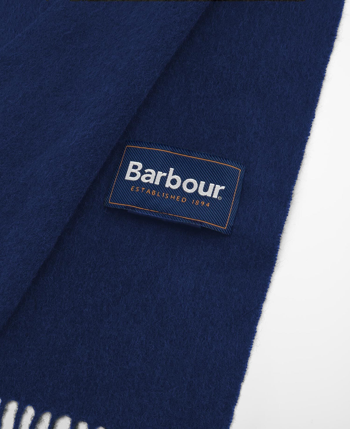 Barbour Plain Lambswool Scarf in Navy - detail