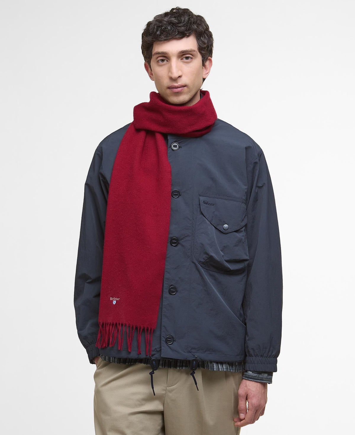 Barbour Plain Lambswool Scarf - Biking Red USC0008RE91_02flat