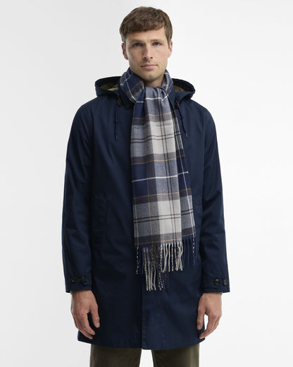 Barbour Galingale Tartan Scarf in Grey - flat