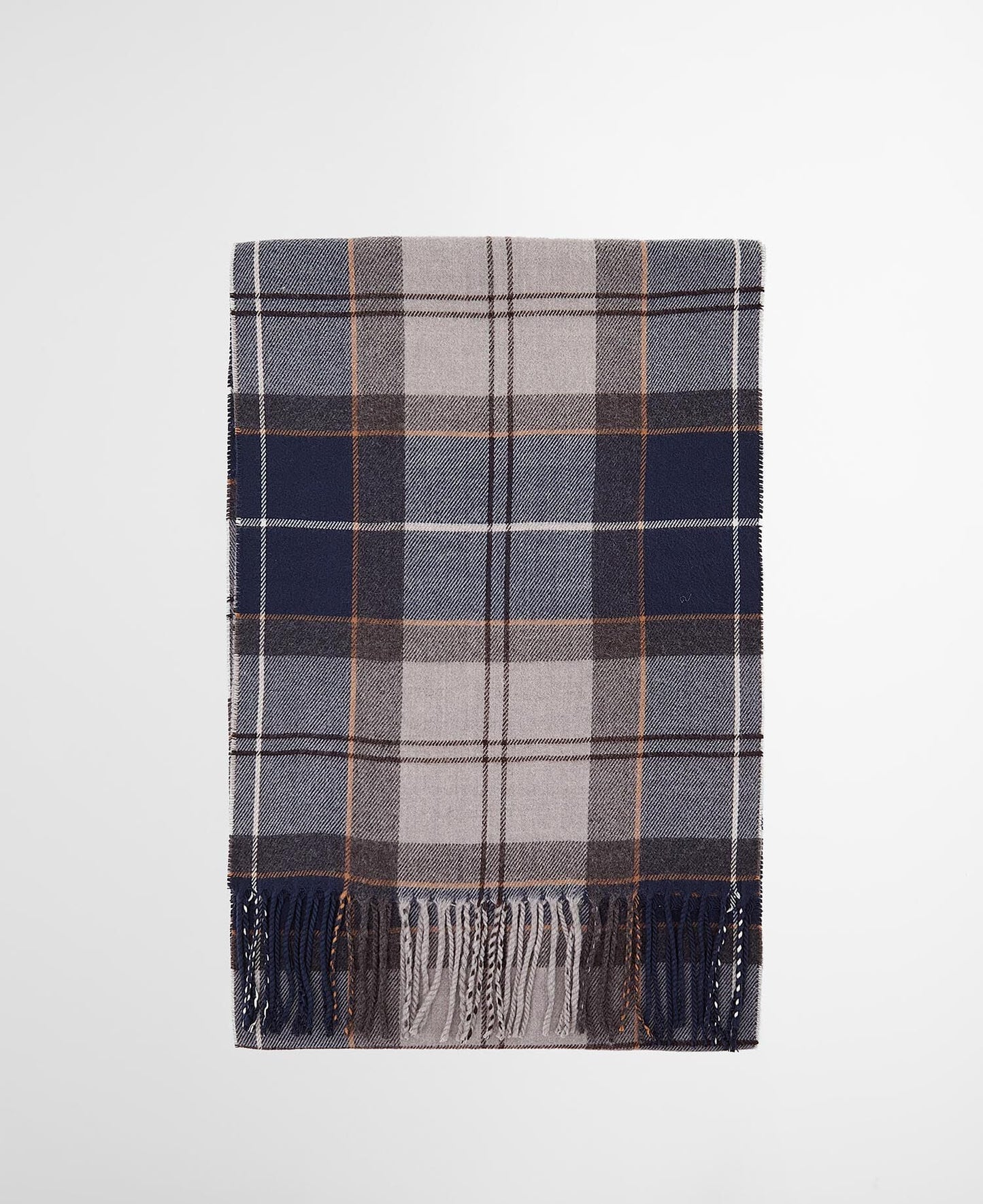 Barbour Galingale Tartan Scarf in Grey - styled