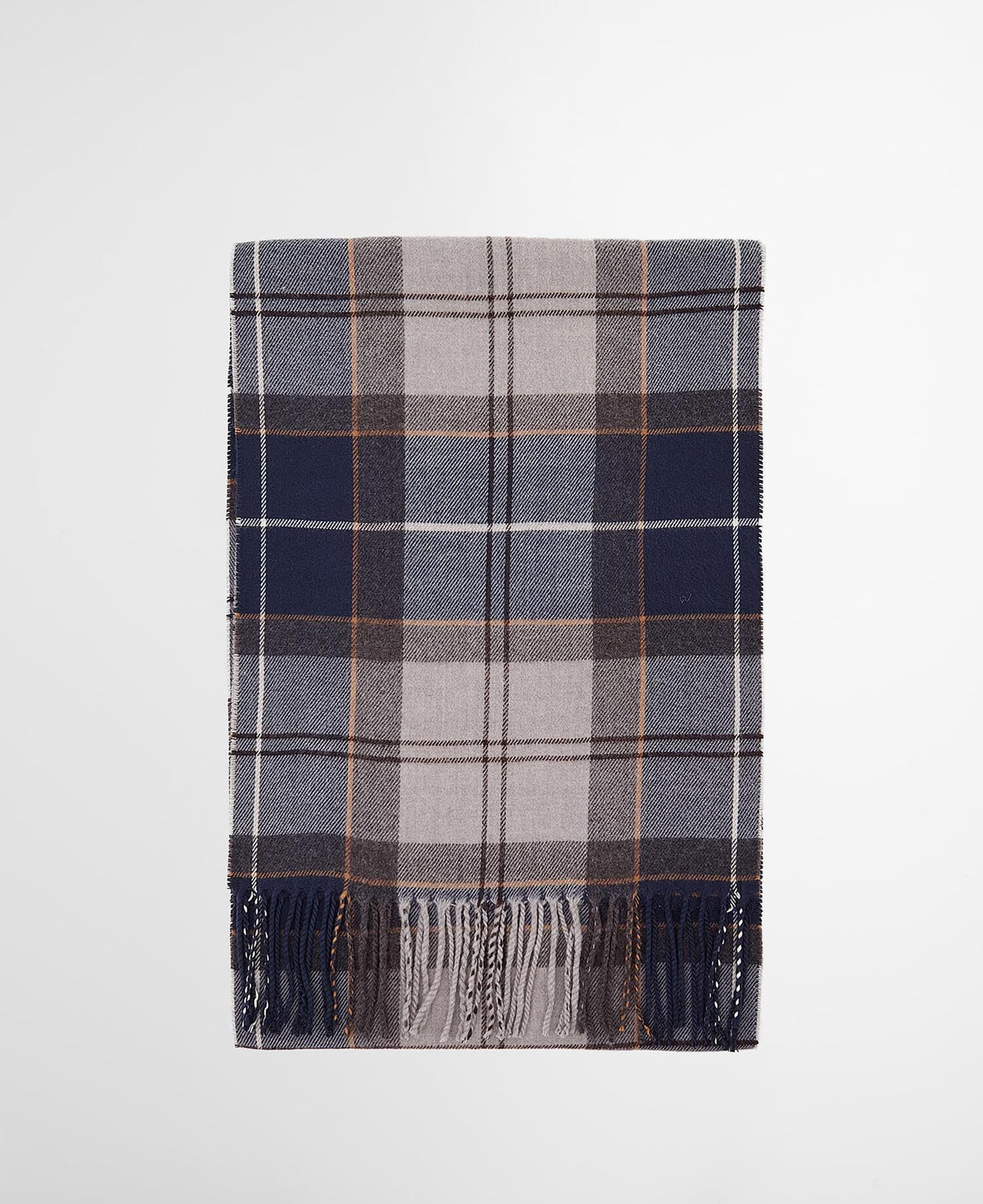 Barbour Galingale Tartan Scarf in Grey - styled