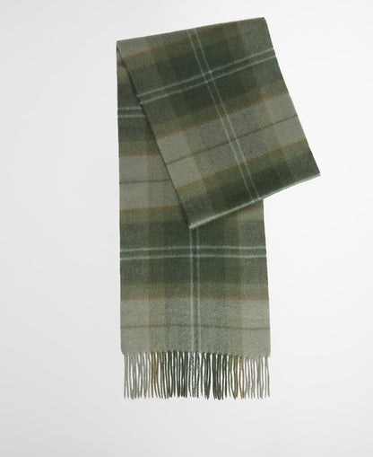 Barbour Mineral Tartan Wool Cashmere Scarf in Forest - front