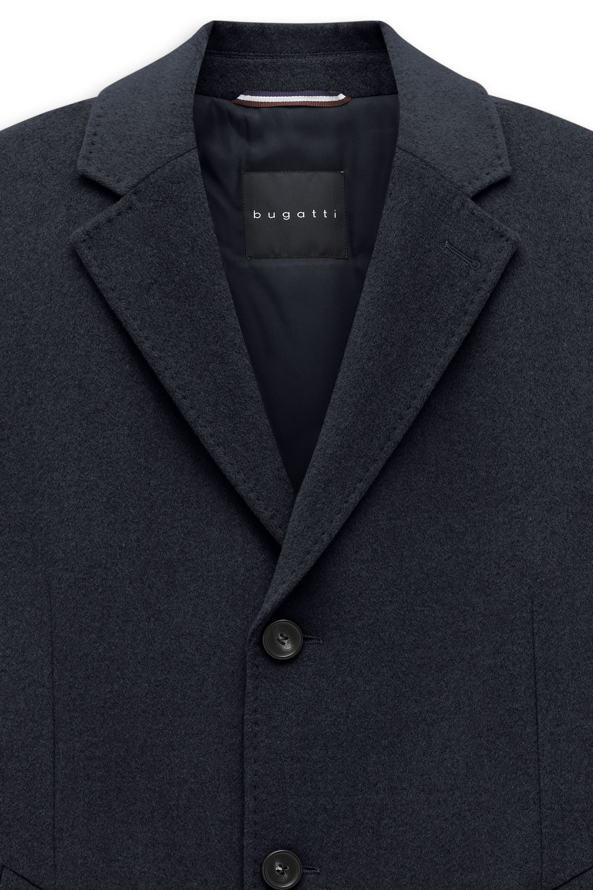 Bugatti navy men's coat, detail view — Ryle Menswear, Tralee