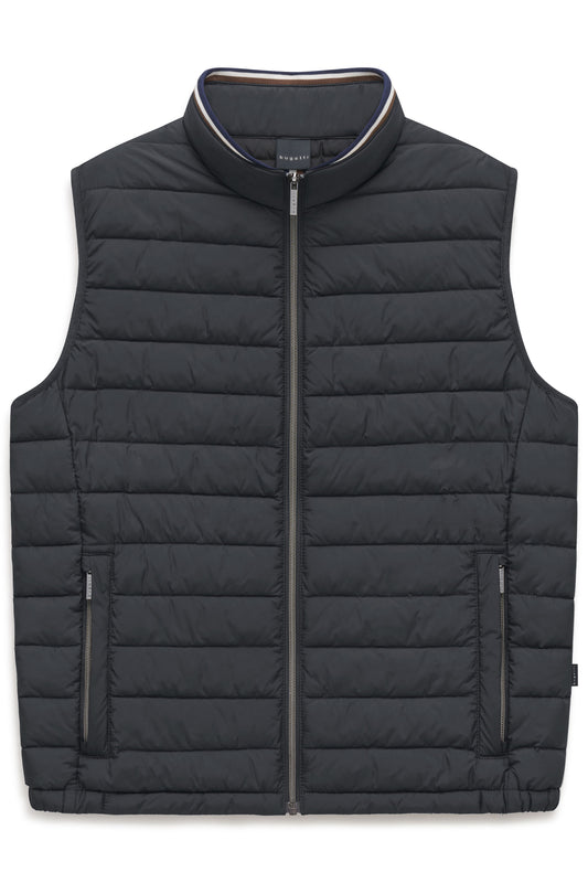 Bugatti quilted gilet in navy, front view with full zip and side pockets - Ryle Menswear Tralee