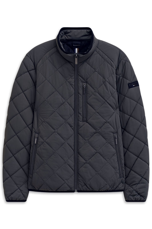 Bugatti lightweight quilted jacket in navy, front view with diamond quilting and zip chest pocket - Ryle Menswear Tralee