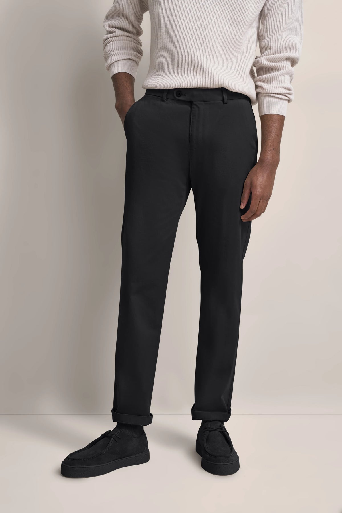 Bugatti 4220 Flat-Front Chinos - Black bug_4220_16224_290_model-f
