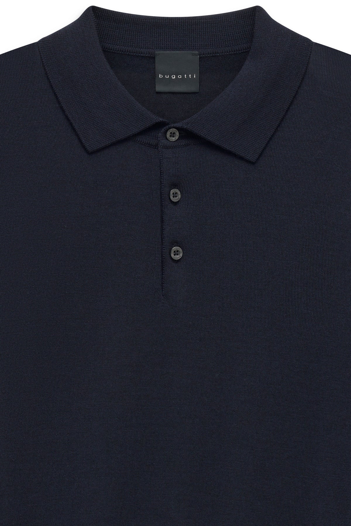 Bugatti 7130 Knitted Long-Sleeved Polo - Navy bug_7130_25540f_390_add1