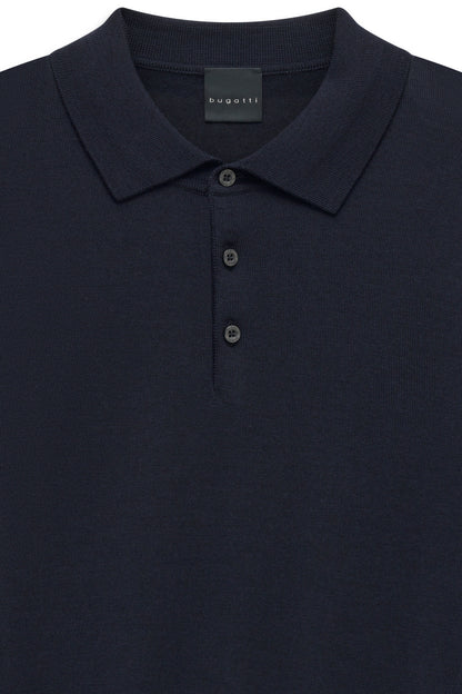Bugatti 7130 Knitted Long-Sleeved Polo - Navy bug_7130_25540f_390_add1