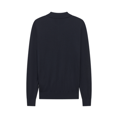 Bugatti 7130 Knitted Long-Sleeved Polo - Navy bug_7130_25540f_390_b
