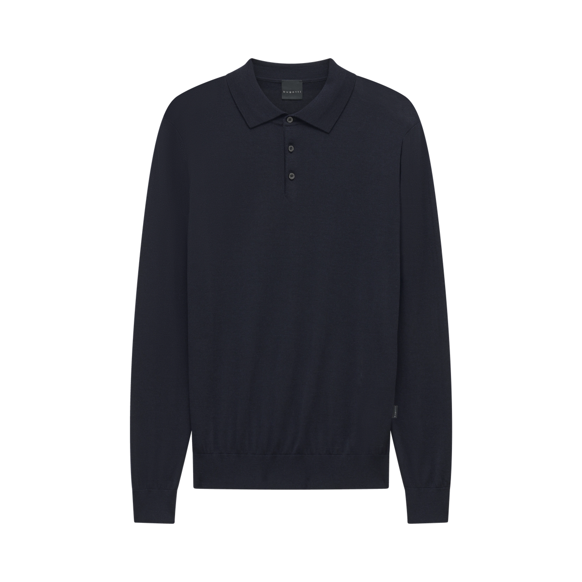 Bugatti 7130 Knitted Long-Sleeved Polo - Navy bug_7130_25540f_390_f