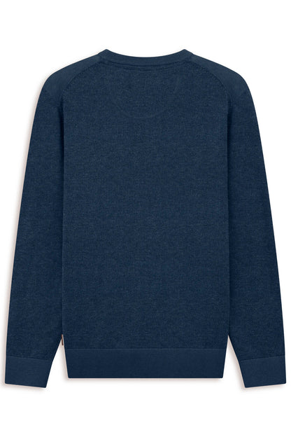 Bugatti 7400 Cotton Crew Neck Jumper - Navy bug_7400_25529F_370_b
