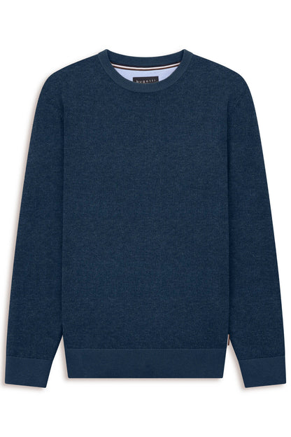 Bugatti 7400 Cotton Crew Neck Jumper - Navy bug_7400_25529F_370_f