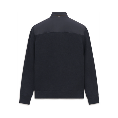 Bugatti 7600 Hybrid Quilted-Front Cardigan - Navy bug_7600_25556f_390_b