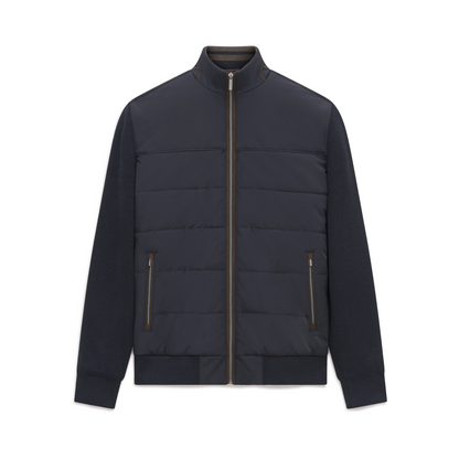 Bugatti 7600 Hybrid Quilted-Front Cardigan - Navy bug_7600_25556f_390_f