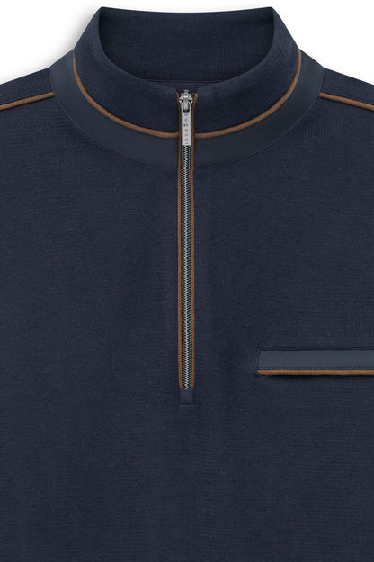 Bugatti 8500 Troyer-Collar Sweat Jacket - Navy bug_8500_25050F_390_add1