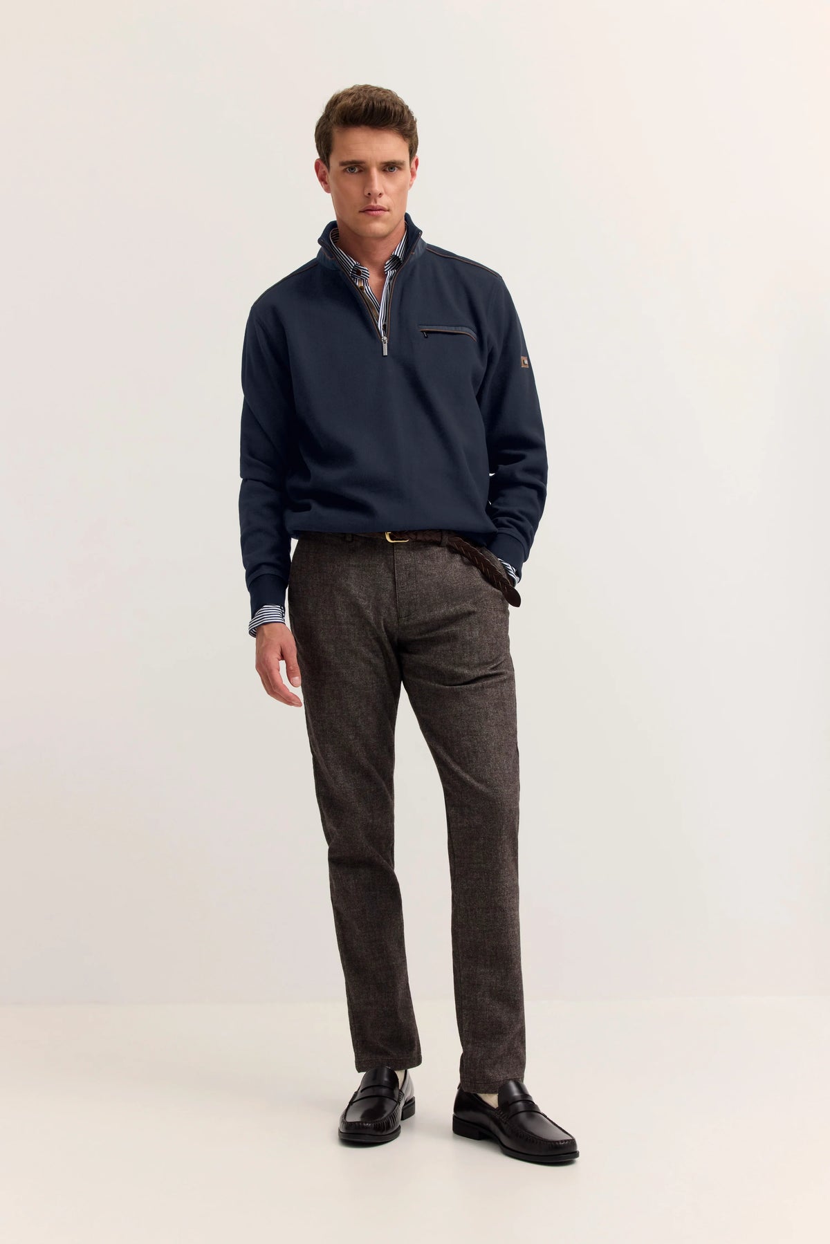Bugatti 8500 Troyer-Collar Sweat Jacket - Navy bug_8500_25050F_390_add2_0745