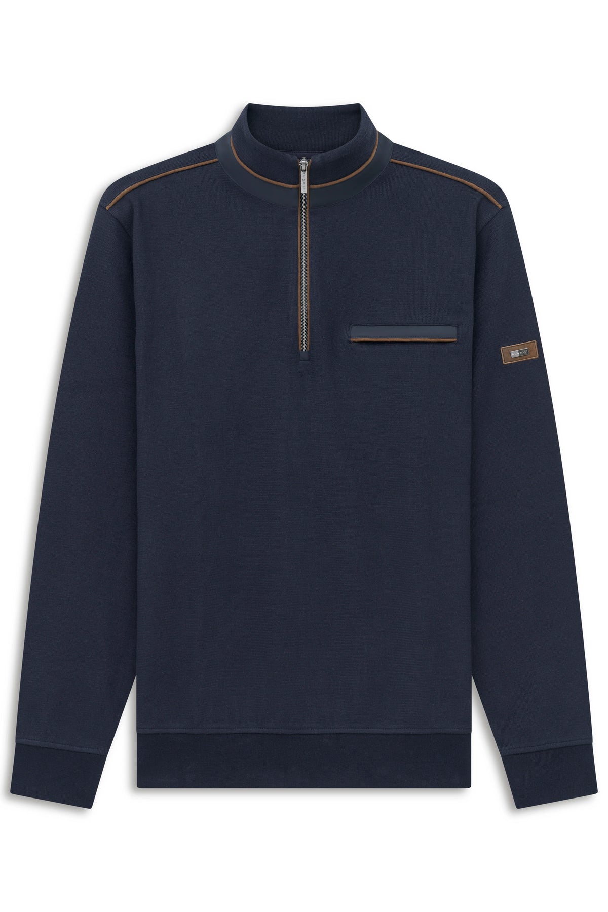 Bugatti 8500 Troyer-Collar Sweat Jacket - Navy bug_8500_25050F_390_f