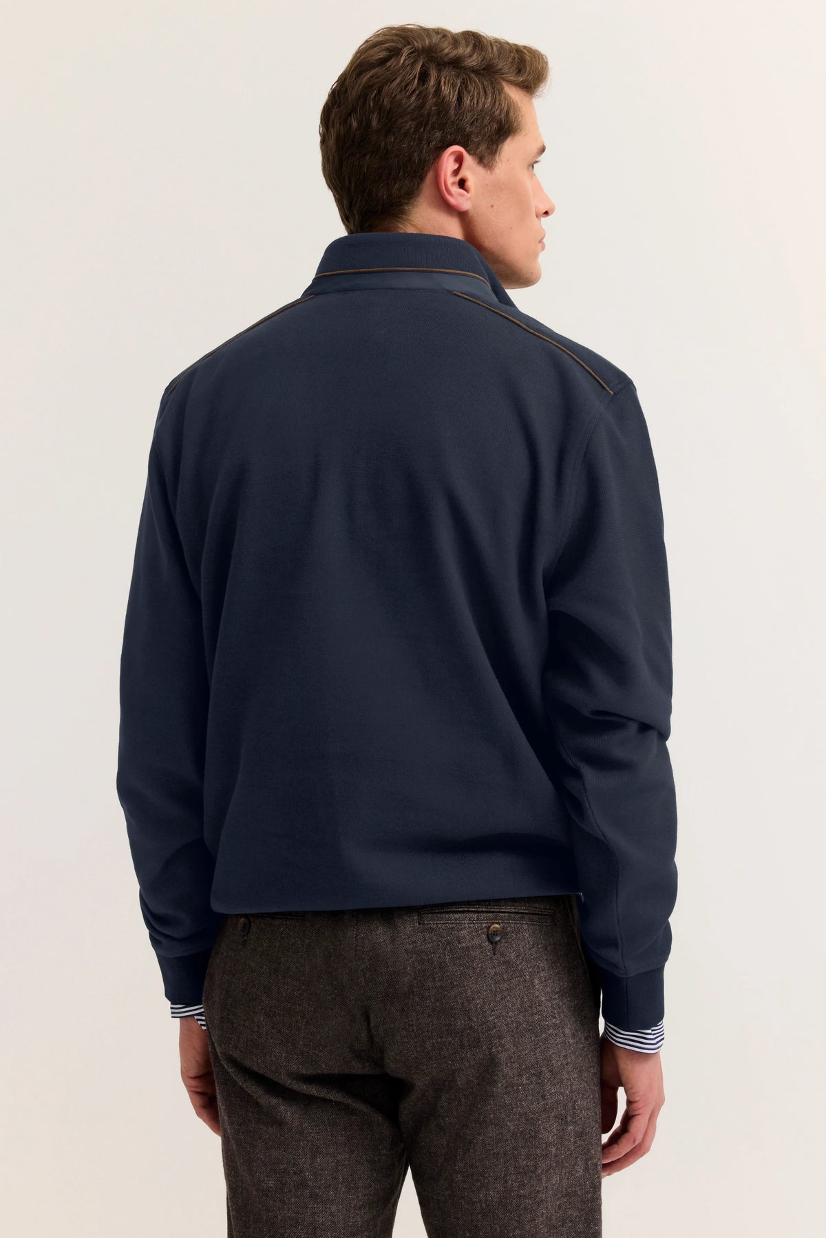 Bugatti 8500 Troyer-Collar Sweat Jacket - Navy bug_8500_25050F_390_model-b_0778
