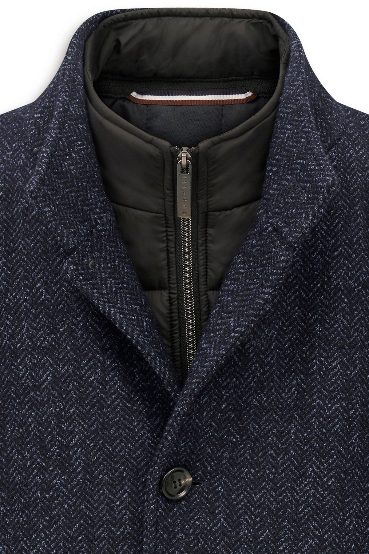 Bugatti 24215 Herringbone Stand-Collar Coat - Navy bugatti-221428-24215-390-add1-v2