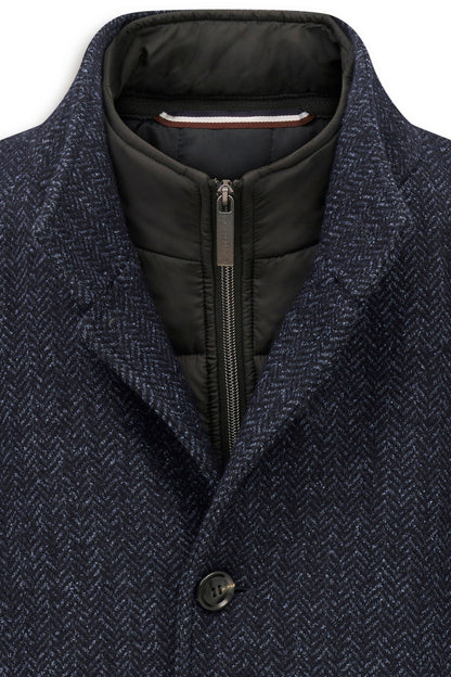 Bugatti 24215 Herringbone Stand-Collar Coat - Navy bugatti-221428-24215-390-add1-v2