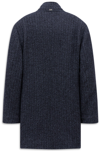 Bugatti 24215 Herringbone Stand-Collar Coat - Navy bugatti-221428-24215-390-b-v2