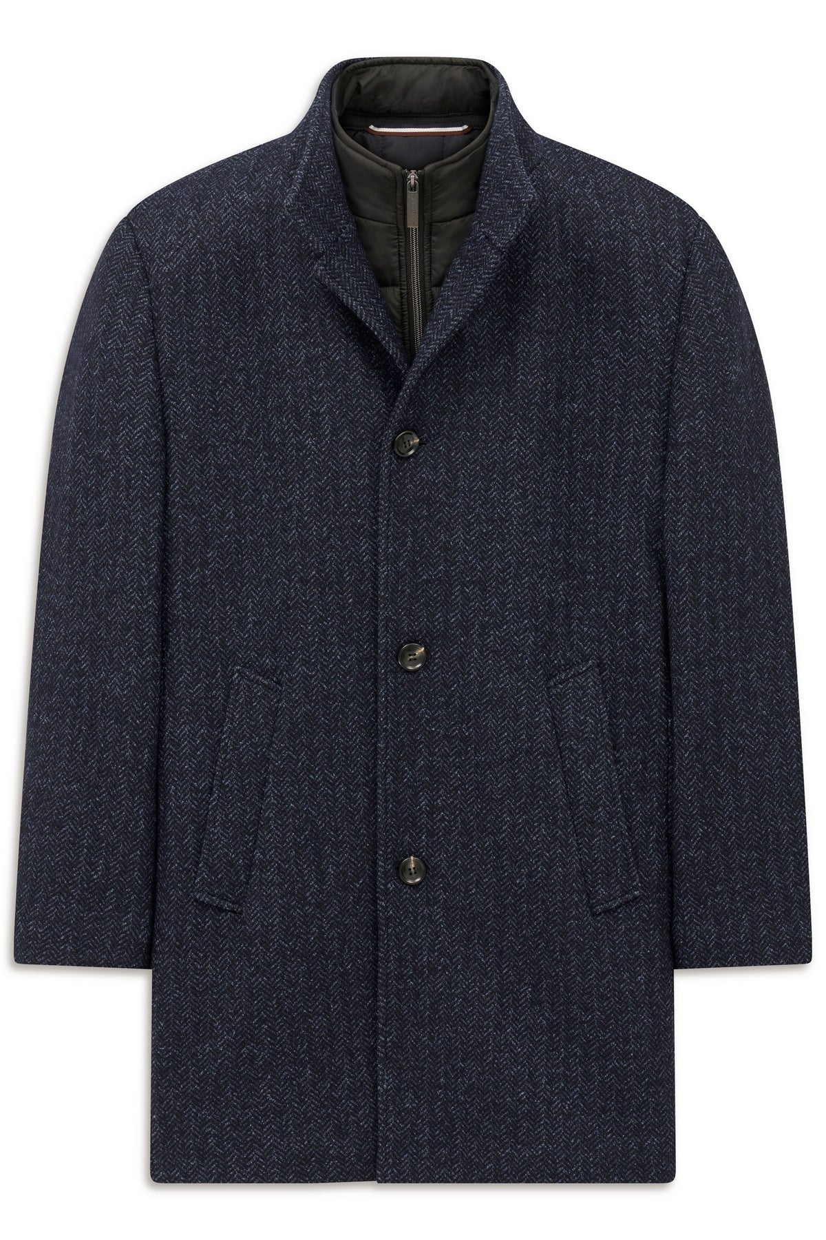 Bugatti 24215 Herringbone Stand-Collar Coat - Navy bugatti-221428-24215-390-f-v2