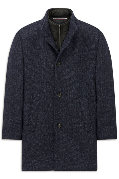 Bugatti 24215 Herringbone Stand-Collar Coat - Navy bugatti-221428-24215-390-f-v2