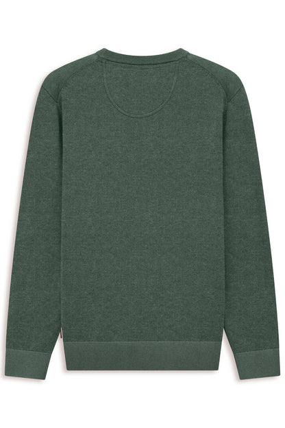 Bugatti 7400 Cotton Crew Neck Jumper - Moss bugatti-7400-25529f-150-b-v2