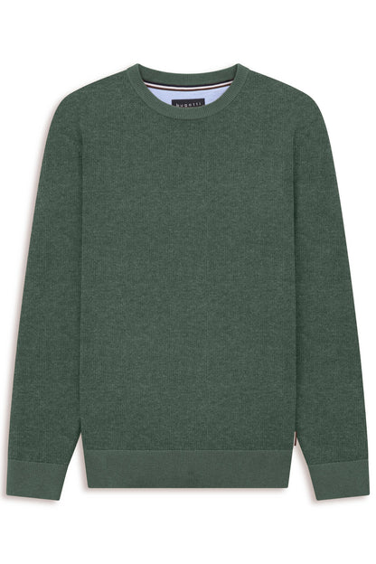 Bugatti 7400 Cotton Crew Neck Jumper - Moss bugatti-7400-25529f-150-f-v2