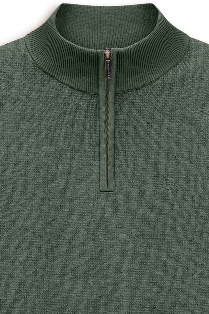 Bugatti 7500 Cotton Half-Zip Troyer - Moss bugatti-7500-25529f-150-add1-v2