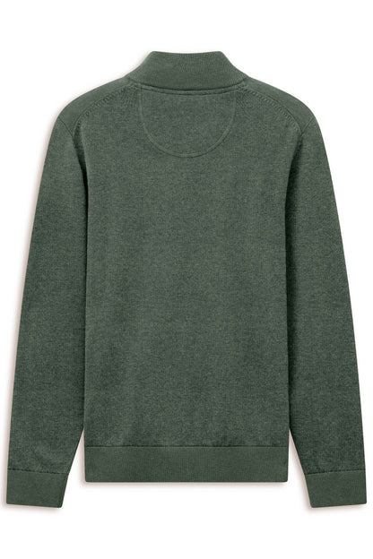 Bugatti 7500 Cotton Half-Zip Troyer - Moss bugatti-7500-25529f-150-b-v2