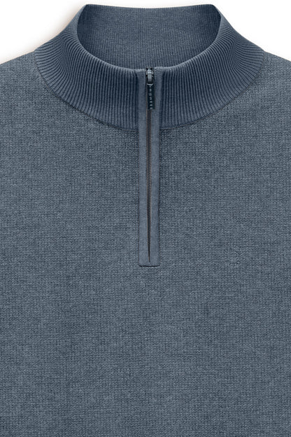 Bugatti 7500 Cotton Half-Zip Troyer - Blue-Grey bugatti-7500-25529f-340-add1-v2