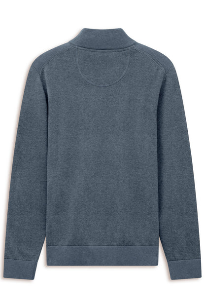 Bugatti 7500 Cotton Half-Zip Troyer - Blue-Grey bugatti-7500-25529f-340-b-v2
