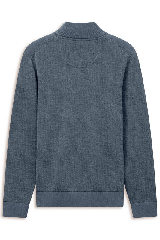Bugatti 7500 Cotton Half-Zip Troyer - Blue-Grey bugatti-7500-25529f-340-b-v2