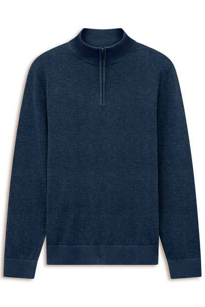Bugatti 7500 Cotton Half-Zip Troyer - Navy bugatti-7500-25529f-370-f-v2