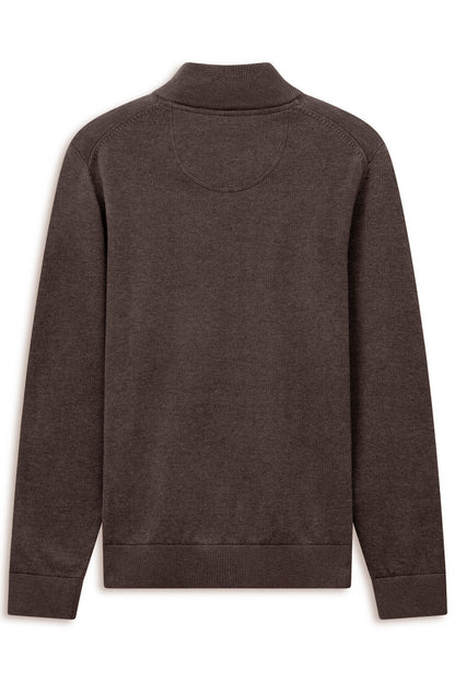 Bugatti 7500 Cotton Half-Zip Troyer - Brown bugatti-7500-25529f-90-b-v2