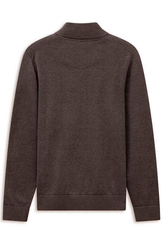 Bugatti 7500 Cotton Half-Zip Troyer - Brown bugatti-7500-25529f-90-b-v2