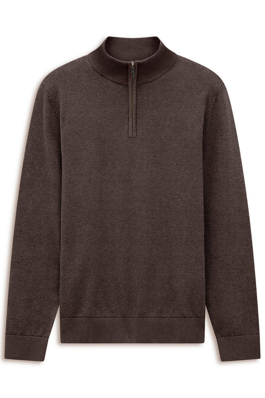 Bugatti 7500 Cotton Half-Zip Troyer - Brown bugatti-7500-25529f-90-f-v2