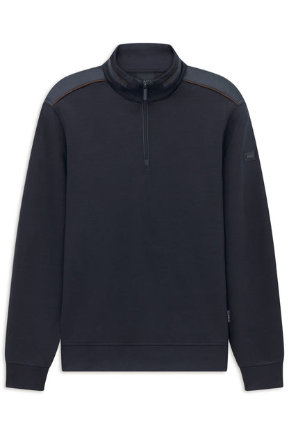 Bugatti 8550 Viscose-Blend Half-Zip Troyer - Navy bugatti-8550-25123f-390-f-v2