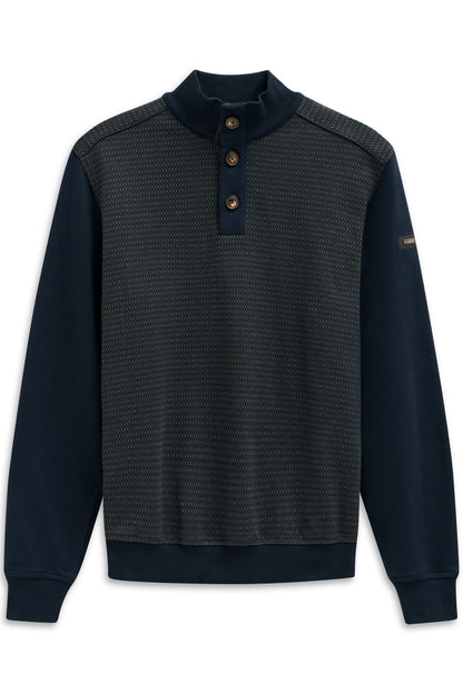Bugatti 8550 Button-Neck Sweat Troyer - Navy bugatti-8550-85062d-150-f-v2