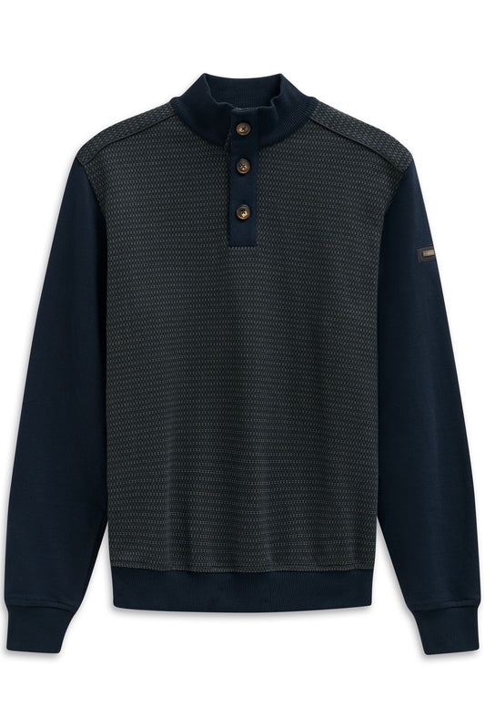 Bugatti 8550 Button-Neck Sweat Troyer - Navy bugatti-8550-85062d-150-f-v2