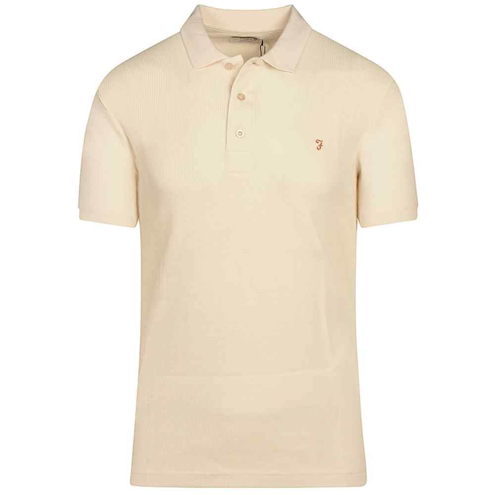 Farah Forster Textured Polo Shirt - Ecru f4ksc017-280-1