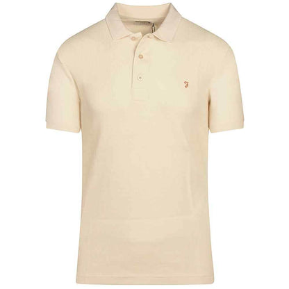 Farah Forster Textured Polo Shirt - Ecru f4ksc017-280-1